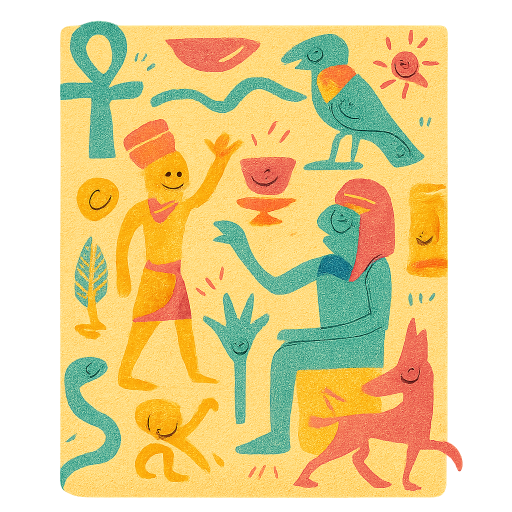 Vibrant Hieroglyph Dance - Design